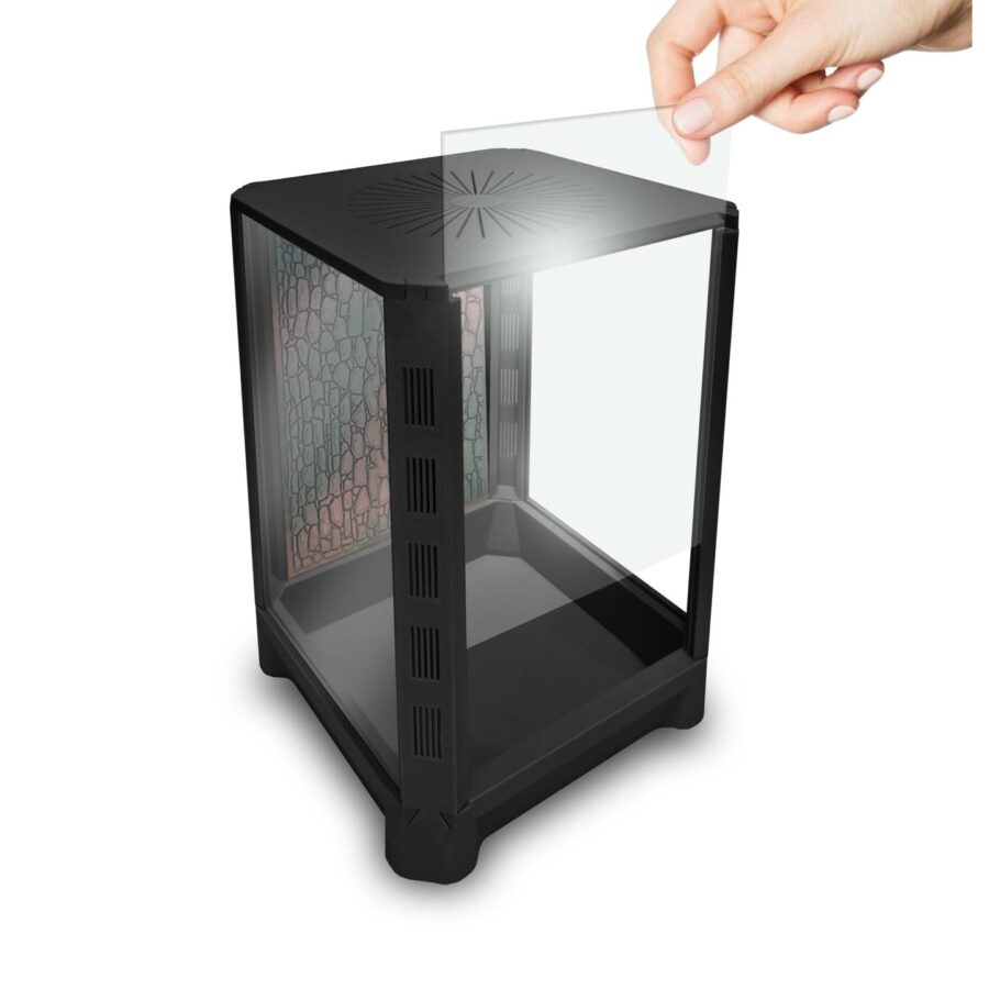 Terrarium Terradise 15x15x25cm - Czarne. Otwarcie w formie gilotyny